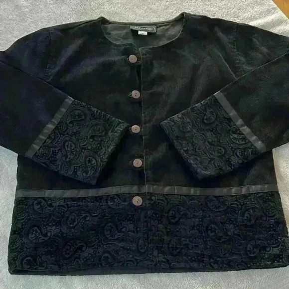 Corduroy Velvet Paisley Lagenlook Artsy Witchy Avant Garde Jacket Blazer 90s Vtg - Picture 1 of 12